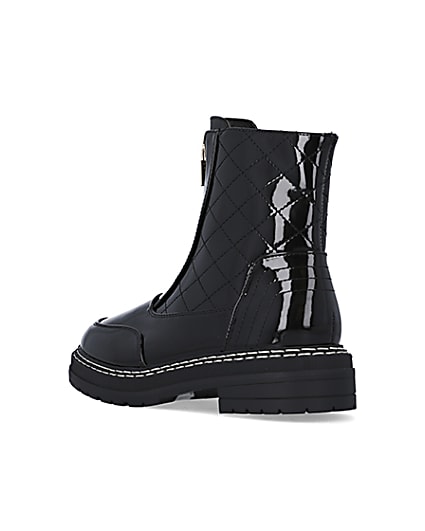 360 degree animation of product Black zip front ankle boots frame-6