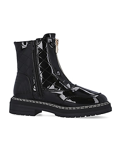 360 degree animation of product Black zip front ankle boots frame-16