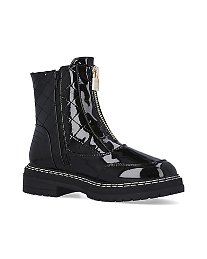 360 degree animation of product Black zip front ankle boots frame-17