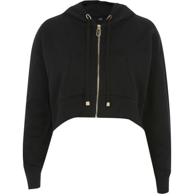 black cropped zip up jacket