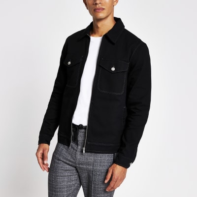 river island black denim jacket