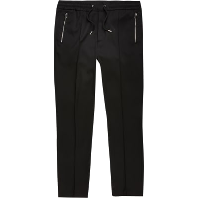 black zip pocket joggers