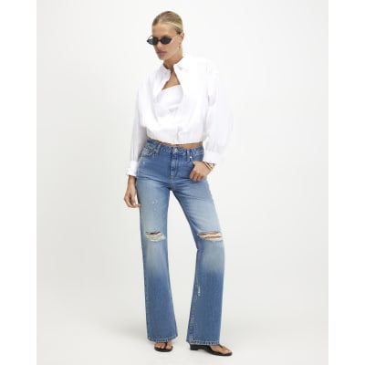 90s Slim Straight Leg Ripped Jeans