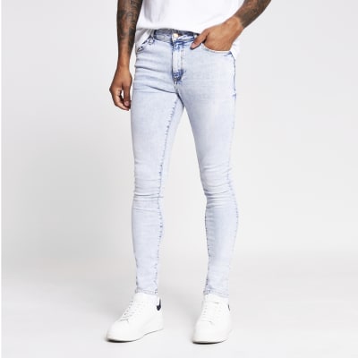 blue super skinny jeans mens