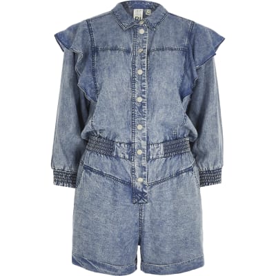 river island denim playsuit