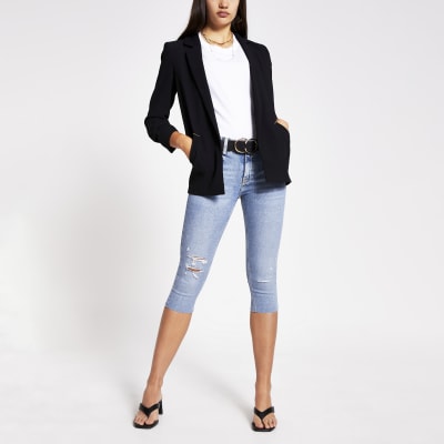 Blue Amelie mid rise denim pedal pusher