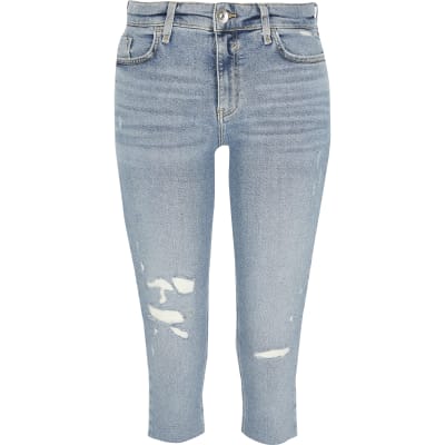 womens denim pedal pushers