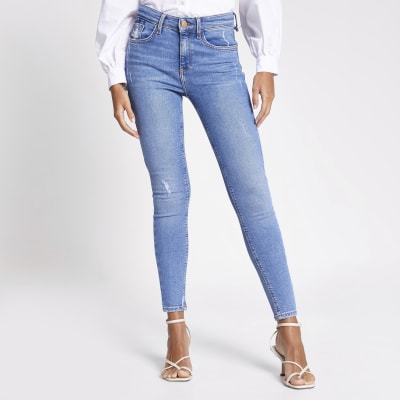 Blue Amelie super skinny jeans | River Island