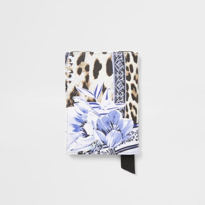 Blue animal and floral print passport holder