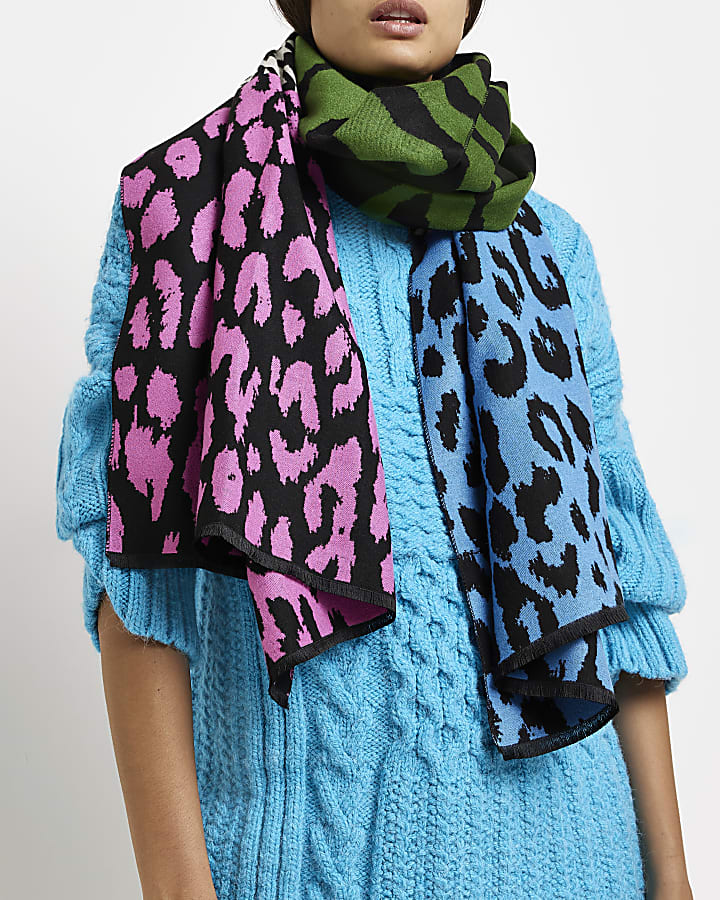 Blue animal print scarf