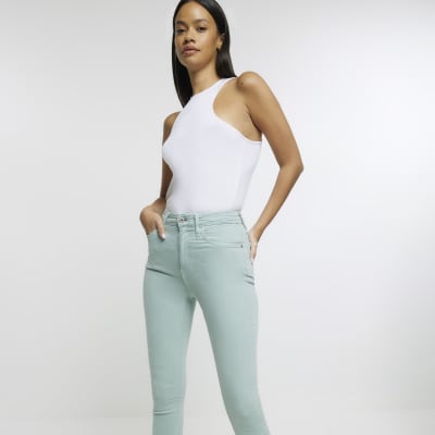Blue aqua high rise skinny jeans River Island