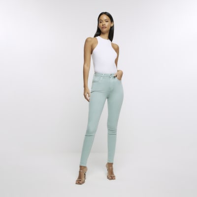 Blue aqua high rise skinny jeans River Island
