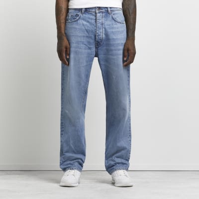 baggy light blue jeans mens