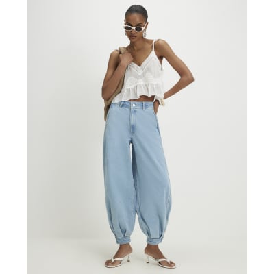 Blue Balloon Leg Jeans