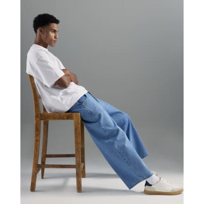 Blue Barrel Leg Jeans