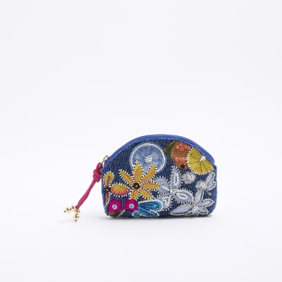 Blue Beaded Embroidered Purse