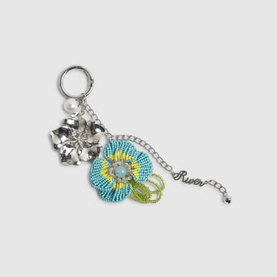 Blue Beaded Flower Charm