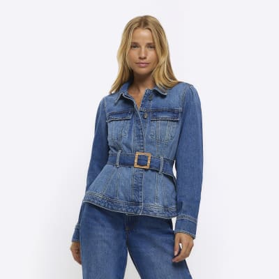 Belted clearance denim jacket