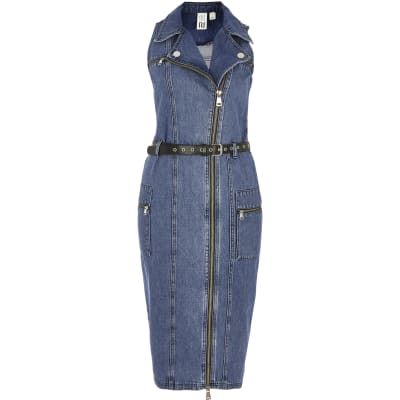 river island denim midi dress