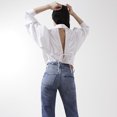 Blue Blair high rise straight jeans