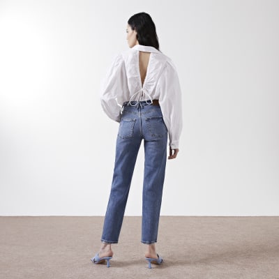 Blue Blair high rise straight jeans