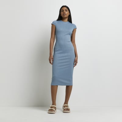 blue bodycon midi