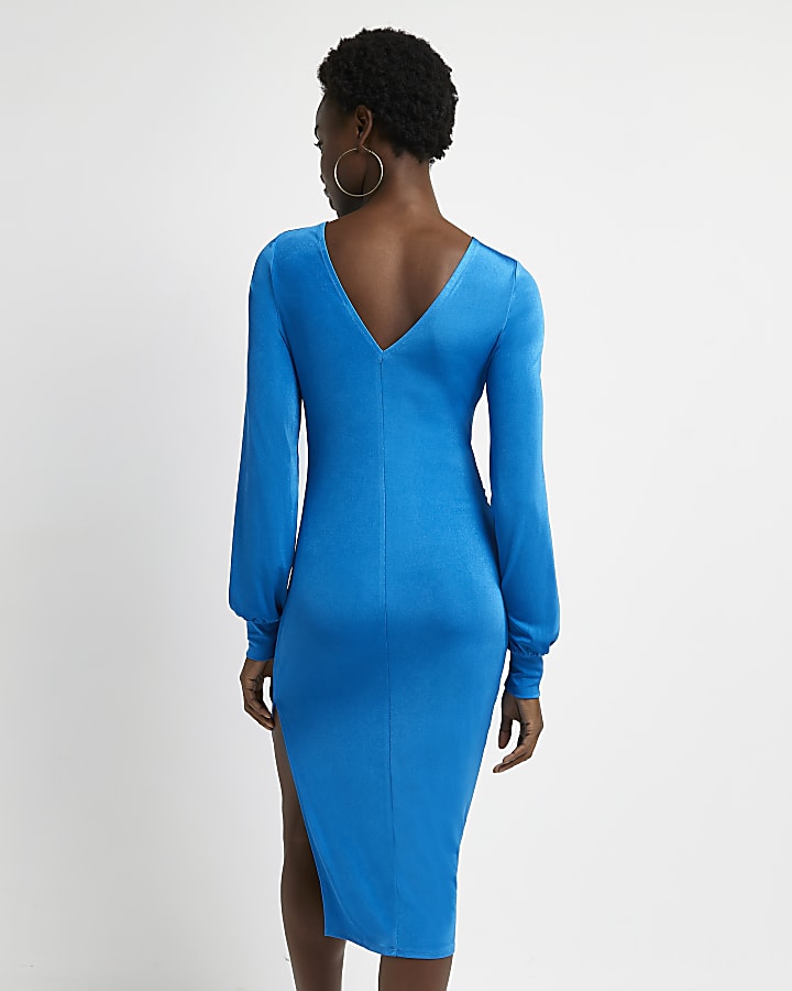 Blue bodycon midi dress