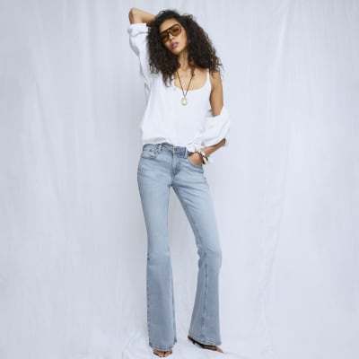 Blue Bootcut Mid Rise Jeans