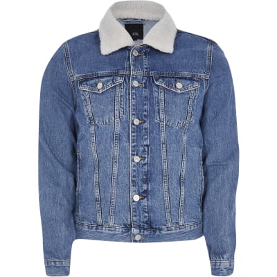 blue borg denim jacket