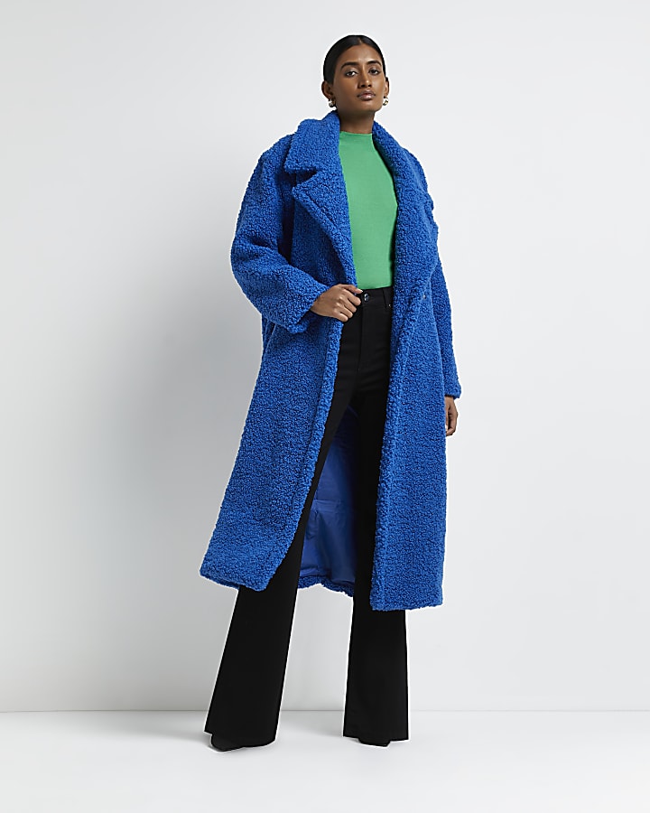 Blue borg oversized coat