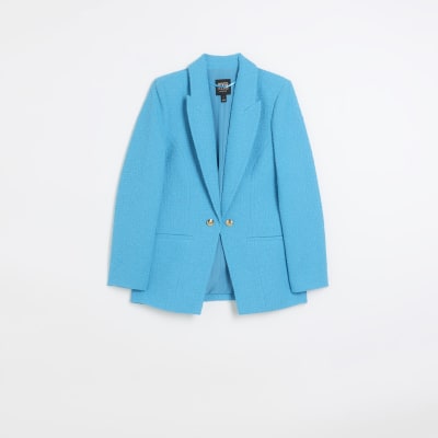 Blue boucle blazer River Island