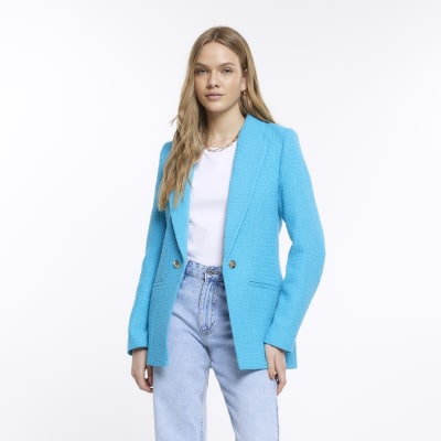Blue boucle blazer