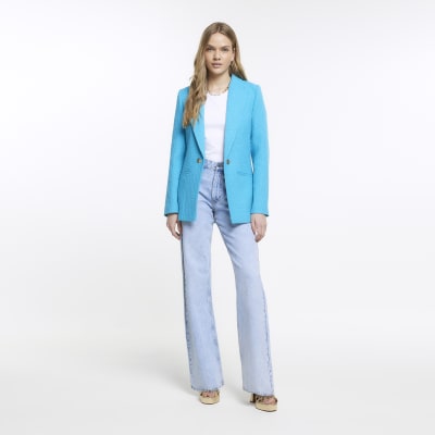 Blue boucle blazer River Island