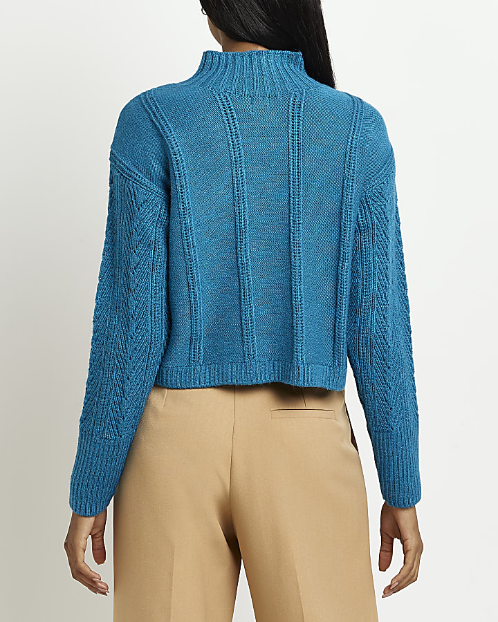Blue cable knitted jumper