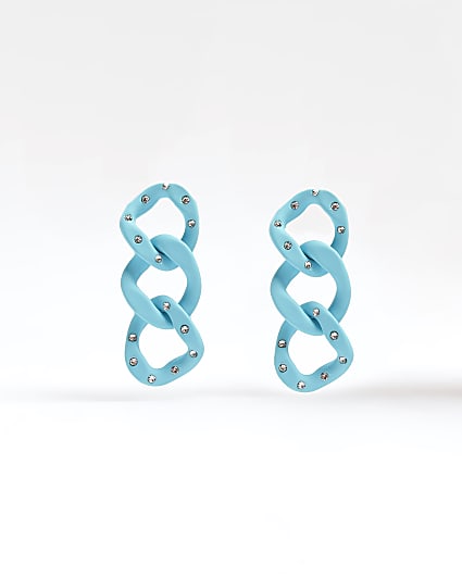 Blue chain drop earrings