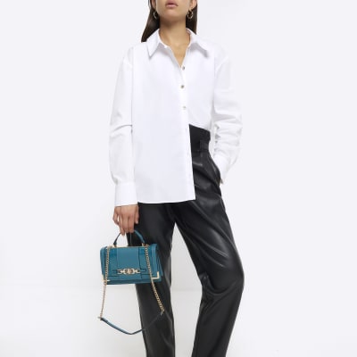 Blue chain strap cross body bag River Island