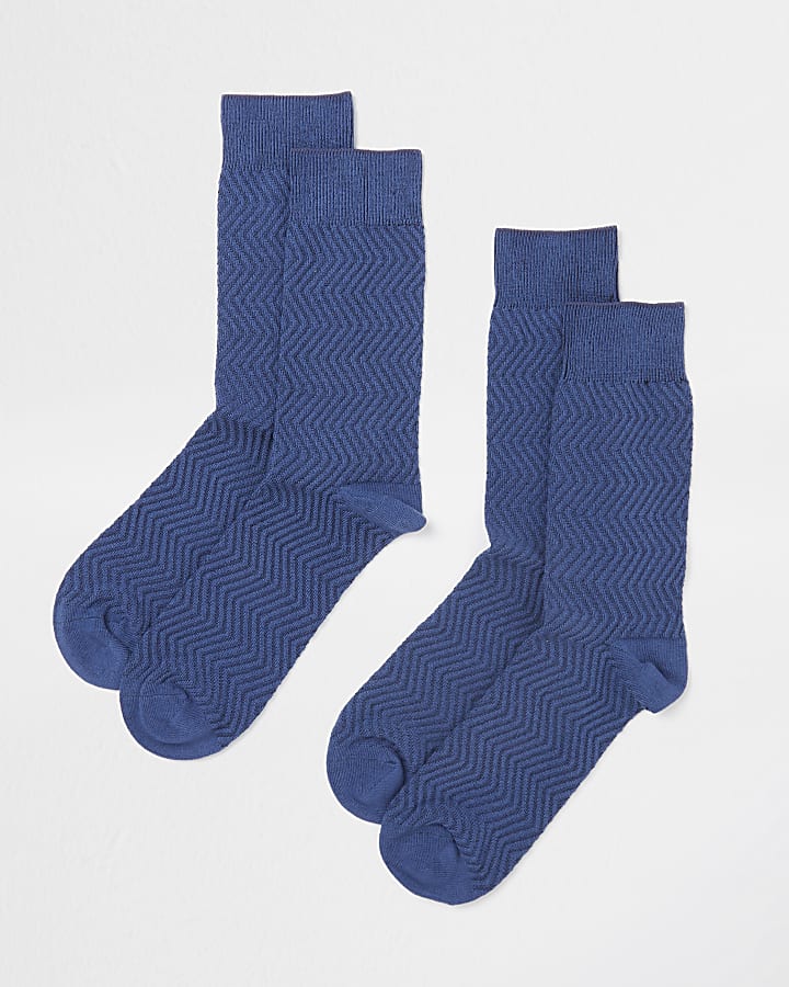 Blue chevron premium socks 2 pack