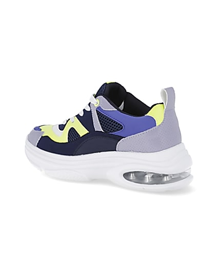 360 degree animation of product Blue chunky bubble sole trainers frame-5