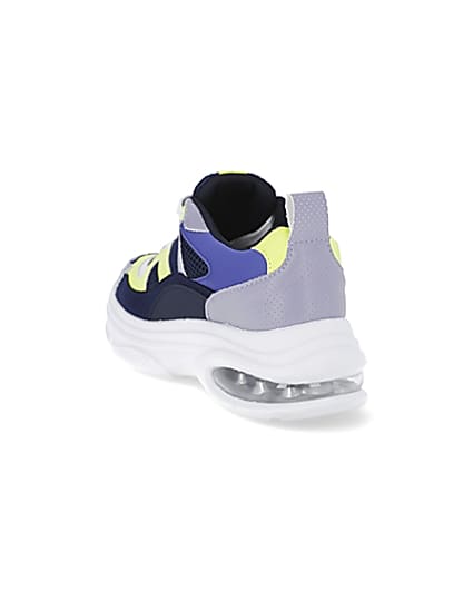 360 degree animation of product Blue chunky bubble sole trainers frame-7