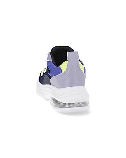 360 degree animation of product Blue chunky bubble sole trainers frame-8