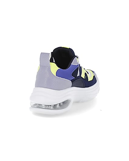 360 degree animation of product Blue chunky bubble sole trainers frame-11