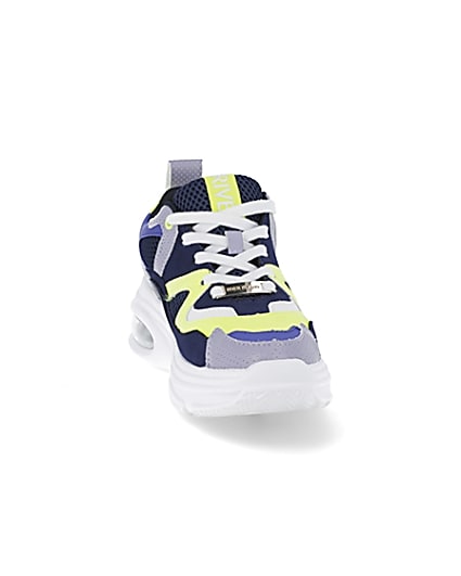 360 degree animation of product Blue chunky bubble sole trainers frame-20