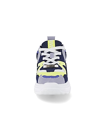 360 degree animation of product Blue chunky bubble sole trainers frame-21