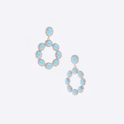 Blue Circle Drop Earrings