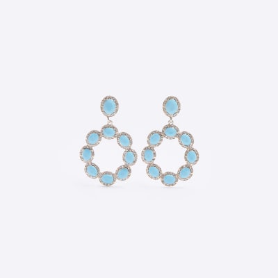 Blue Circle Drop Earrings