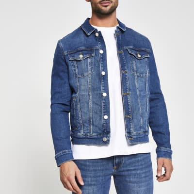 Blue Classic Denim Jacket River Island 