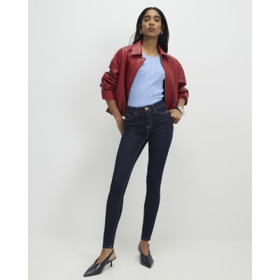 Blue Contrast Stitch Skinny Jeans