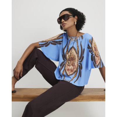 Conversational Print Textured Top