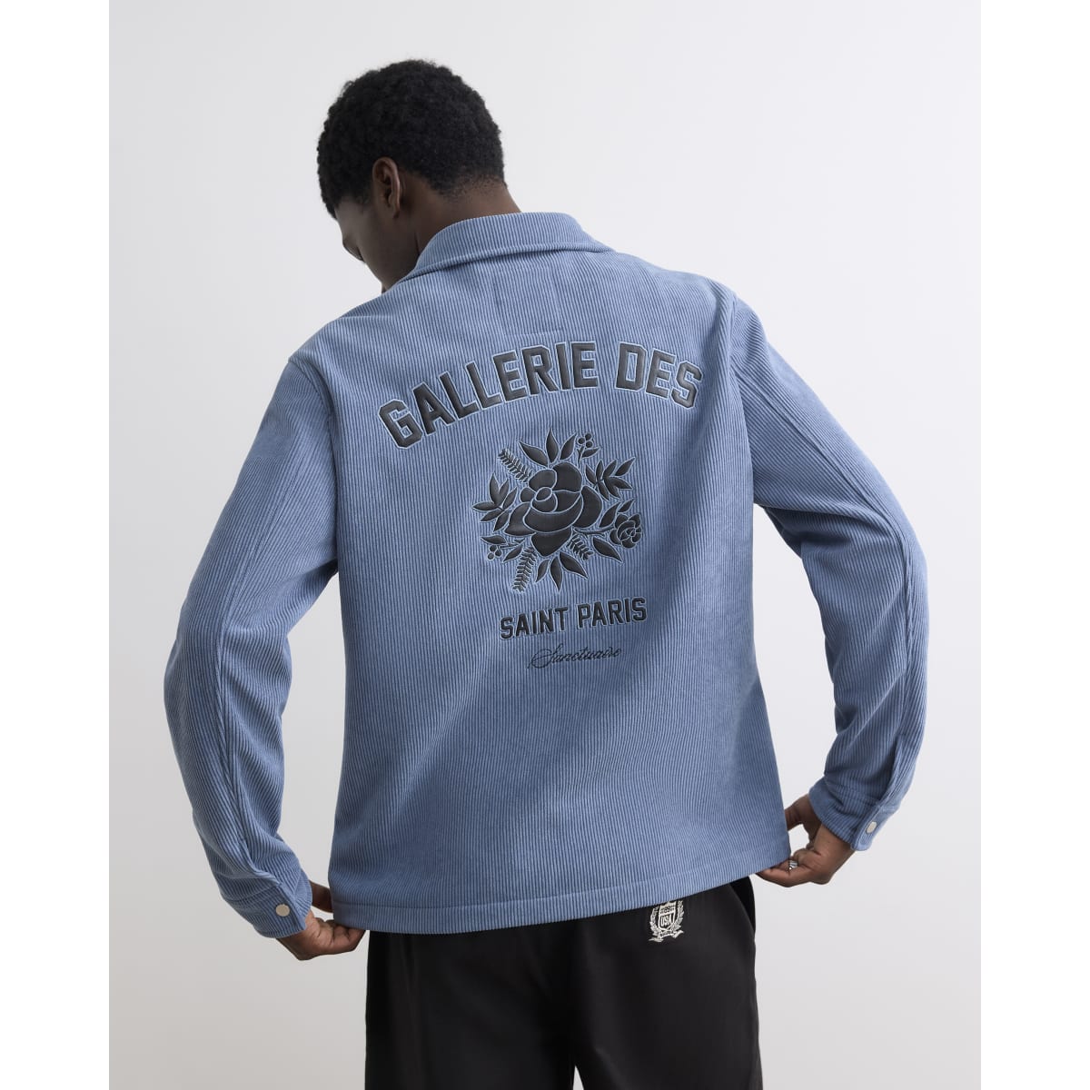 Blue Corduroy Hooded Double Faced Shirt 3
