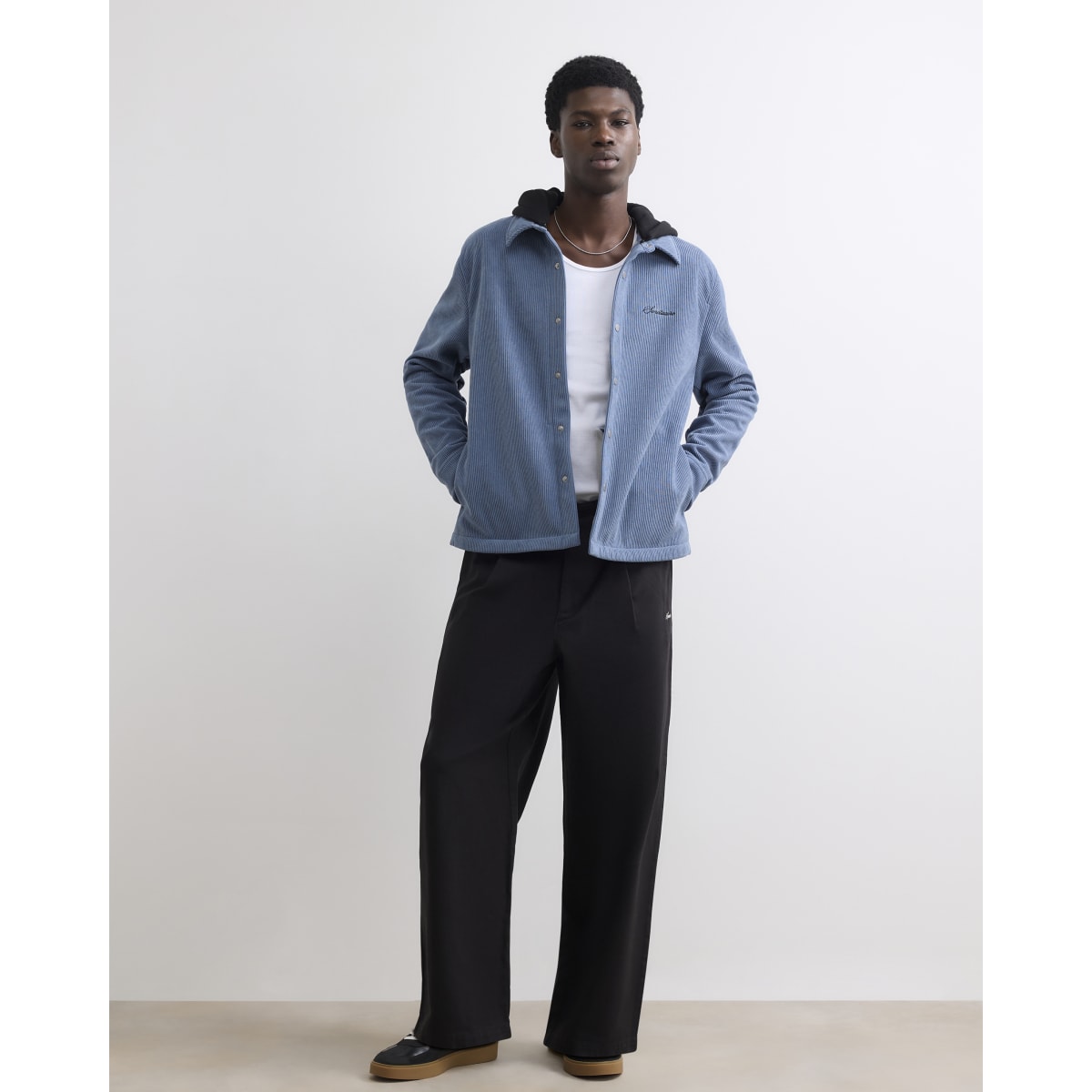 Blue Corduroy Hooded Double Faced Shirt 1